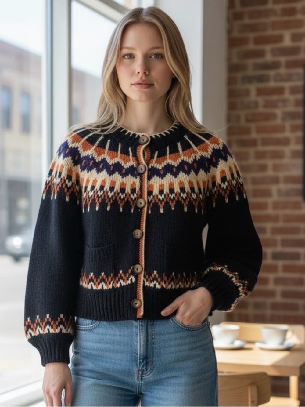 Doen Patterned Fair Isle Cardigan
